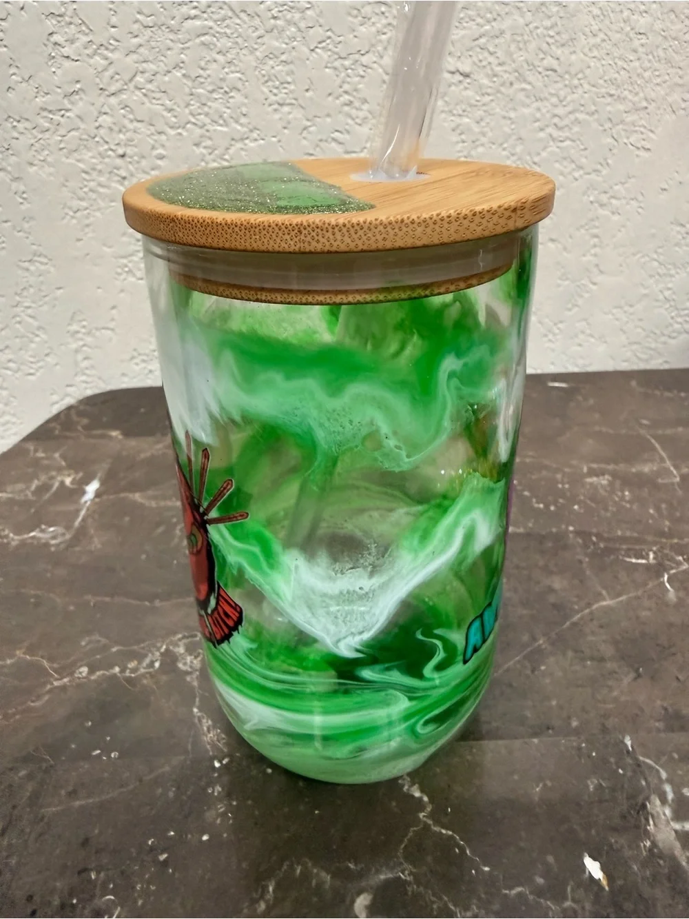 Rick and Morty Scary Terry 18 oz Wine Glass Glow in the Dark Cup Handmade